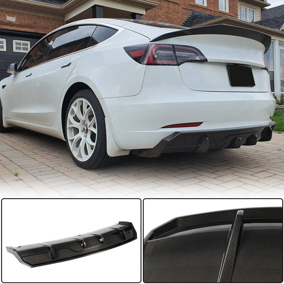 Tesla Model 3 2016-2022 Rear Bumper Diffuser Carbon Fiber-Ahacarbon