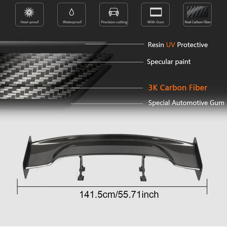 Universal for BMW Audi Benz VW Sesan Car Auto Rear Trunk Spoiler Carbon Fiber-Ahacarbon