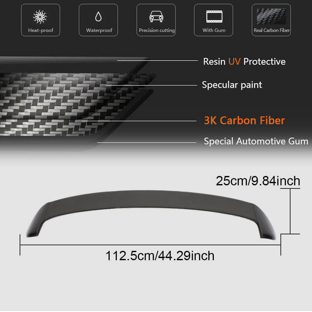 For Volkswagen VW Golf 6 MK6 Base Carbon Fiber Rear Roof Spoiler Window Wing Lip-Ahacarbon