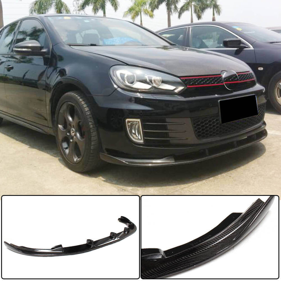 Volkswagen VW Golf 6 MK6 GTI 2010-2013 Front Bumper Lip Carbon Fiber-Ahacarbon