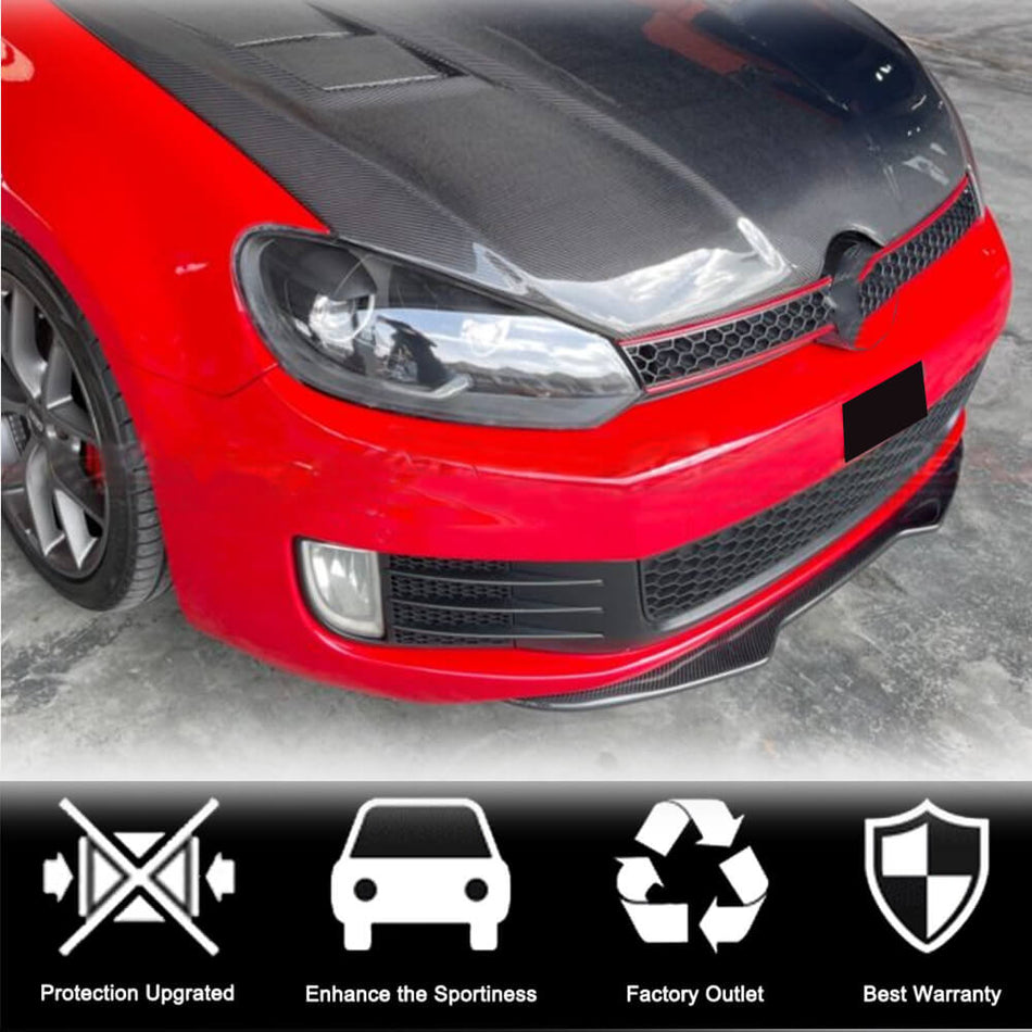 Volkswagen VW Golf 6 MK6 GTI 2010-2013 Front Bumper Lip Carbon Fiber-Ahacarbon