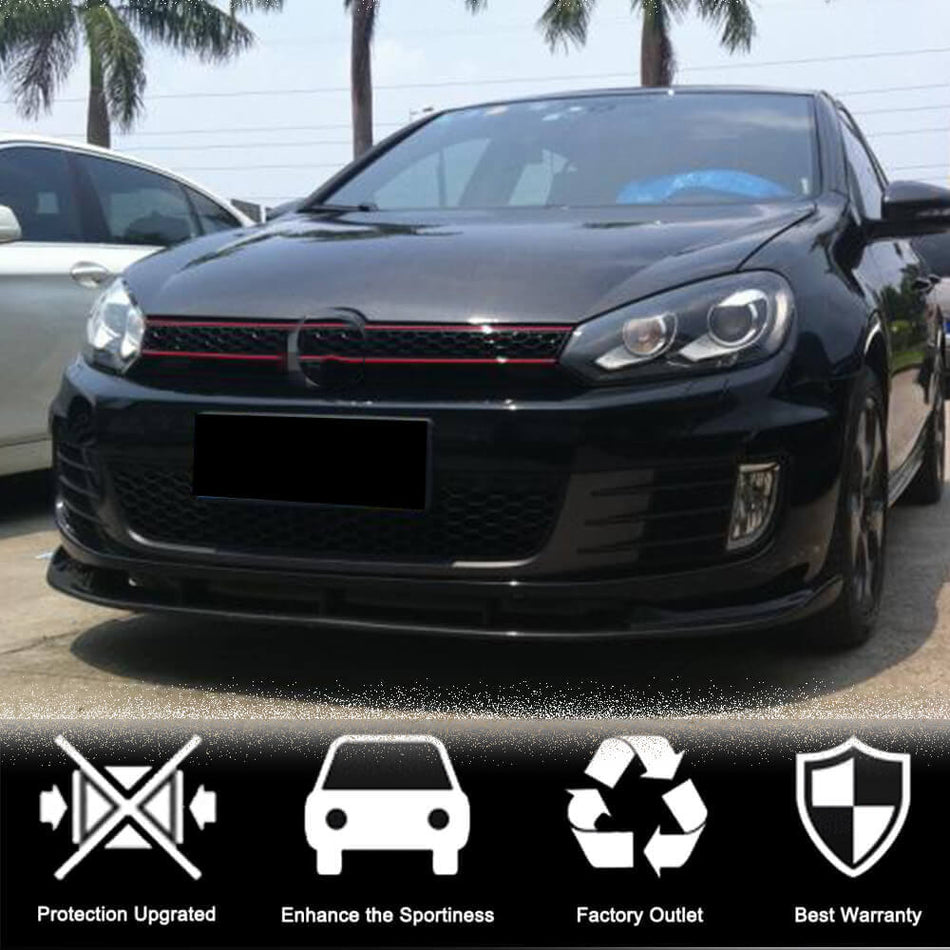 Volkswagen VW Golf 6 MK6 GTI 2010-2013 Front Bumper Lip Carbon Fiber-Ahacarbon