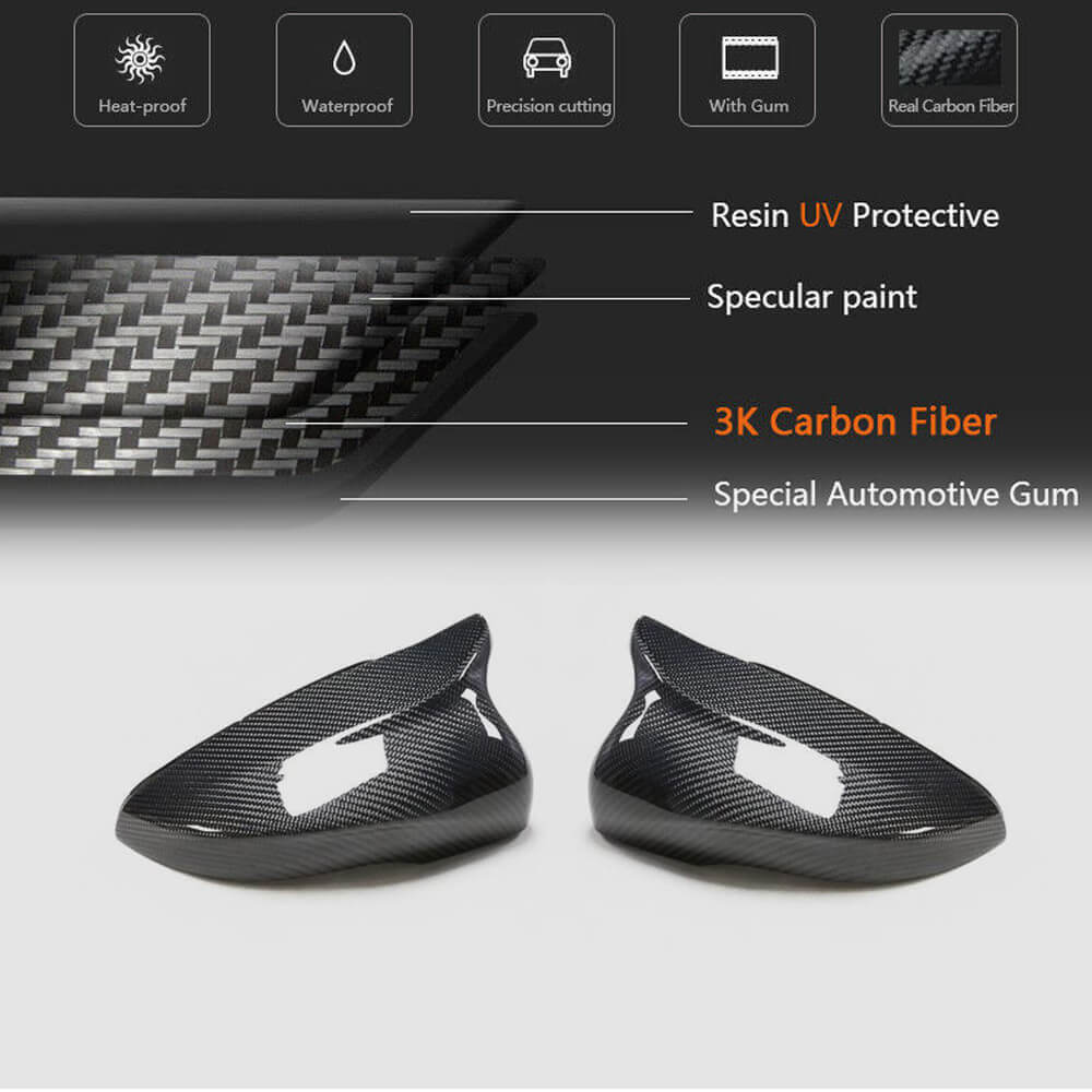 Volkswagen VW Golf 6 MK6 GTI R/R20 2010-2013 Mirror Covers Replacement Style Carbon Fiber-Ahacarbon
