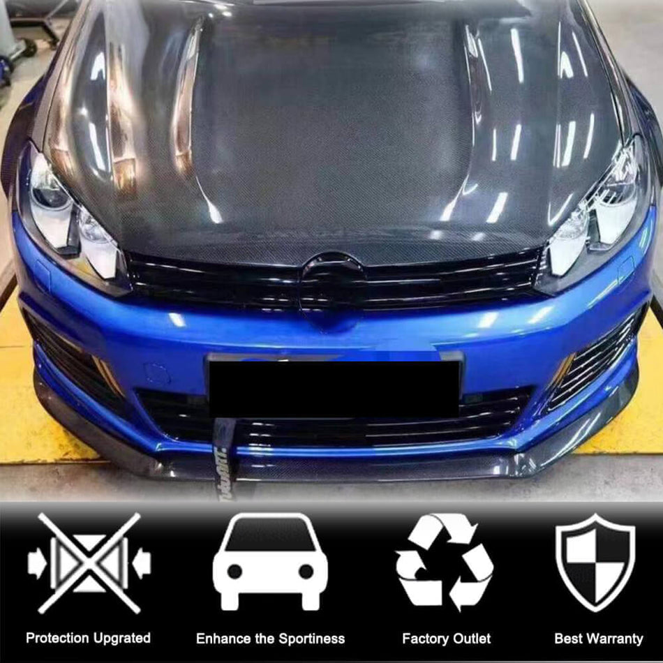 Volkswagen VW Golf 6 MK6 R/R20 2010-2013 Front Bumper Lip Carbon Fiber-Ahacarbon