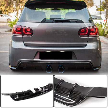 Volkswagen VW Golf 6 MK6 R R20 2010-2013 Rear Bumper Diffuser Carbon Fiber-Ahacarbon