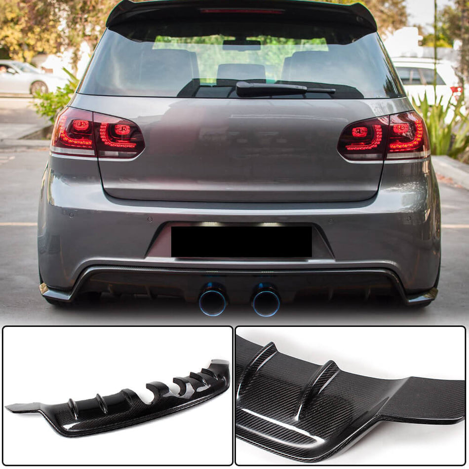 Volkswagen VW Golf 6 MK6 R R20 2010-2013 Rear Bumper Diffuser Carbon Fiber-Ahacarbon