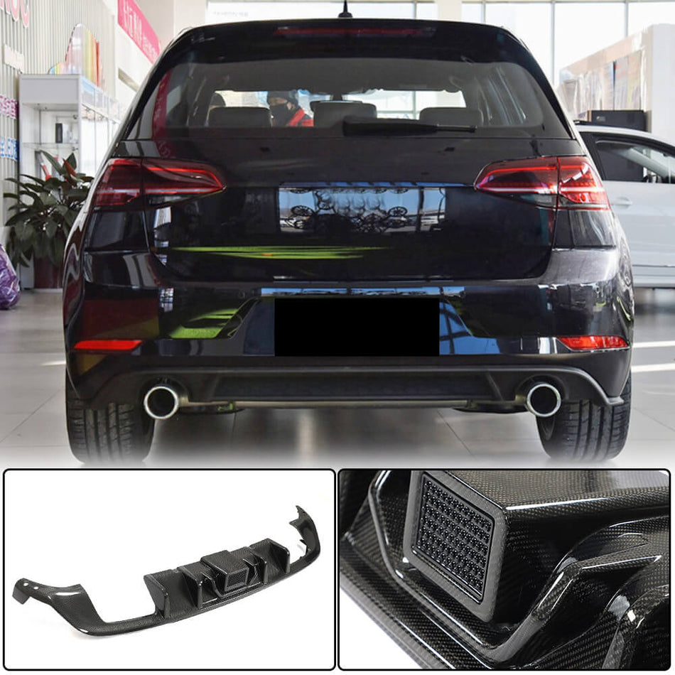 Volkswagen VW Golf 7.5 MK7.5 Base/R/GTI 2018-2020 Rear Bumper Diffuser Carbon Fiber (With Brake Light)-Ahacarbon