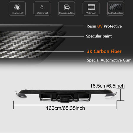 Volkswagen VW Golf 7.5 MK7.5 Base/R/GTI 2018-2020 Rear Bumper Diffuser Carbon Fiber (With Brake Light)-Ahacarbon
