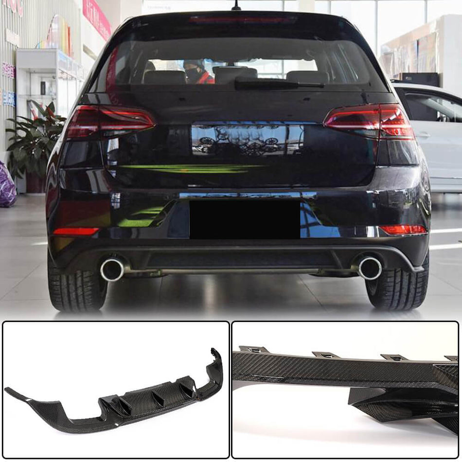 Volkswagen VW Golf 7.5 MK7.5 Base/GTI 2018-2020 Rear Bumper Diffuser Carbon Fiber-Ahacarbon