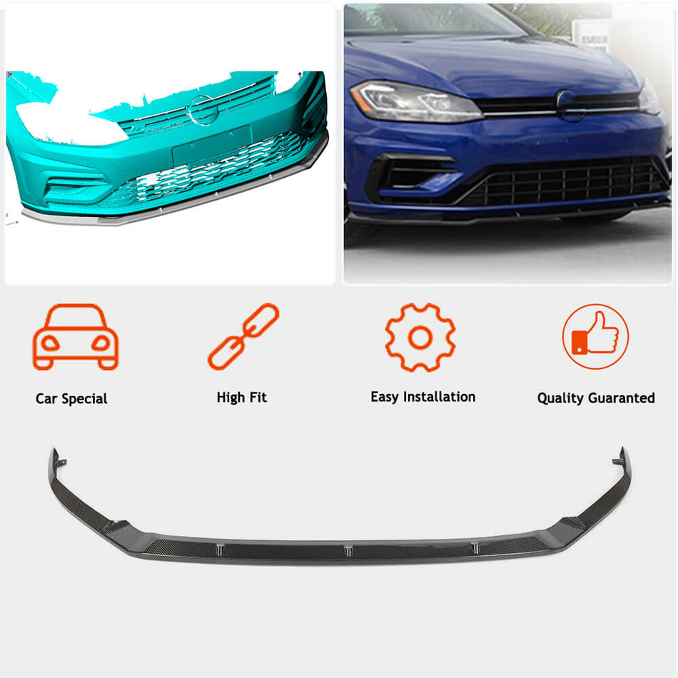 Volkswagen VW Golf 7.5 MK7.5 R R-Line 2017-2019 Front Bumper Lip Carbon Fiber-Ahacarbon