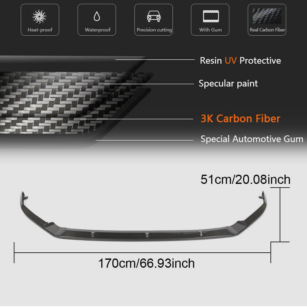 Volkswagen VW Golf 7.5 MK7.5 R R-Line 2017-2019 Front Bumper Lip Carbon Fiber-Ahacarbon