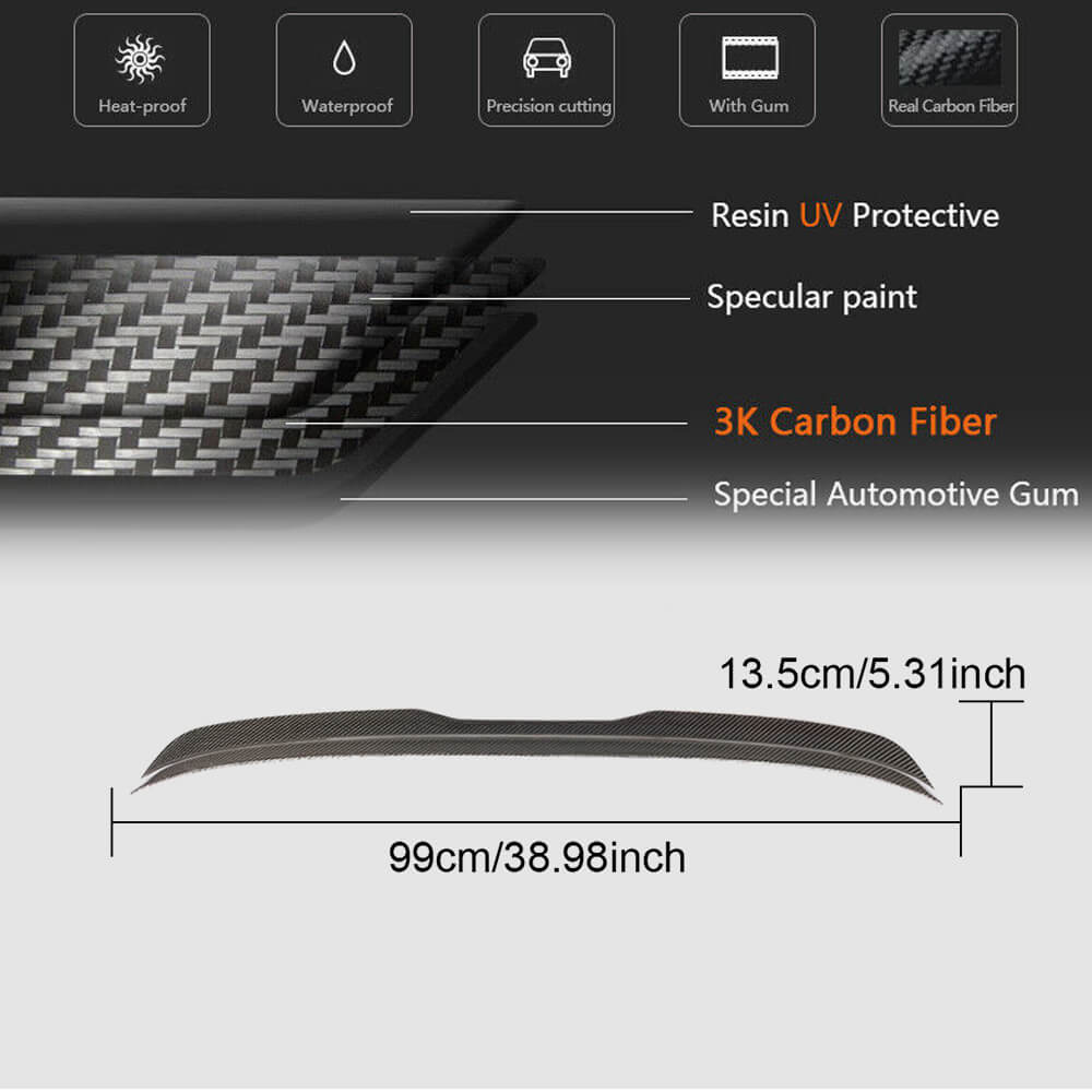 Volkswagen VW Golf 7 7.5 MK7 MK7.5 GTI R 2014-2019 Rear Roof Spoiler Carbon Fiber-Ahacarbon
