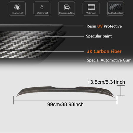 Volkswagen VW Golf 7 7.5 MK7 MK7.5 GTI R 2014-2019 Rear Roof Spoiler Carbon Fiber-Ahacarbon