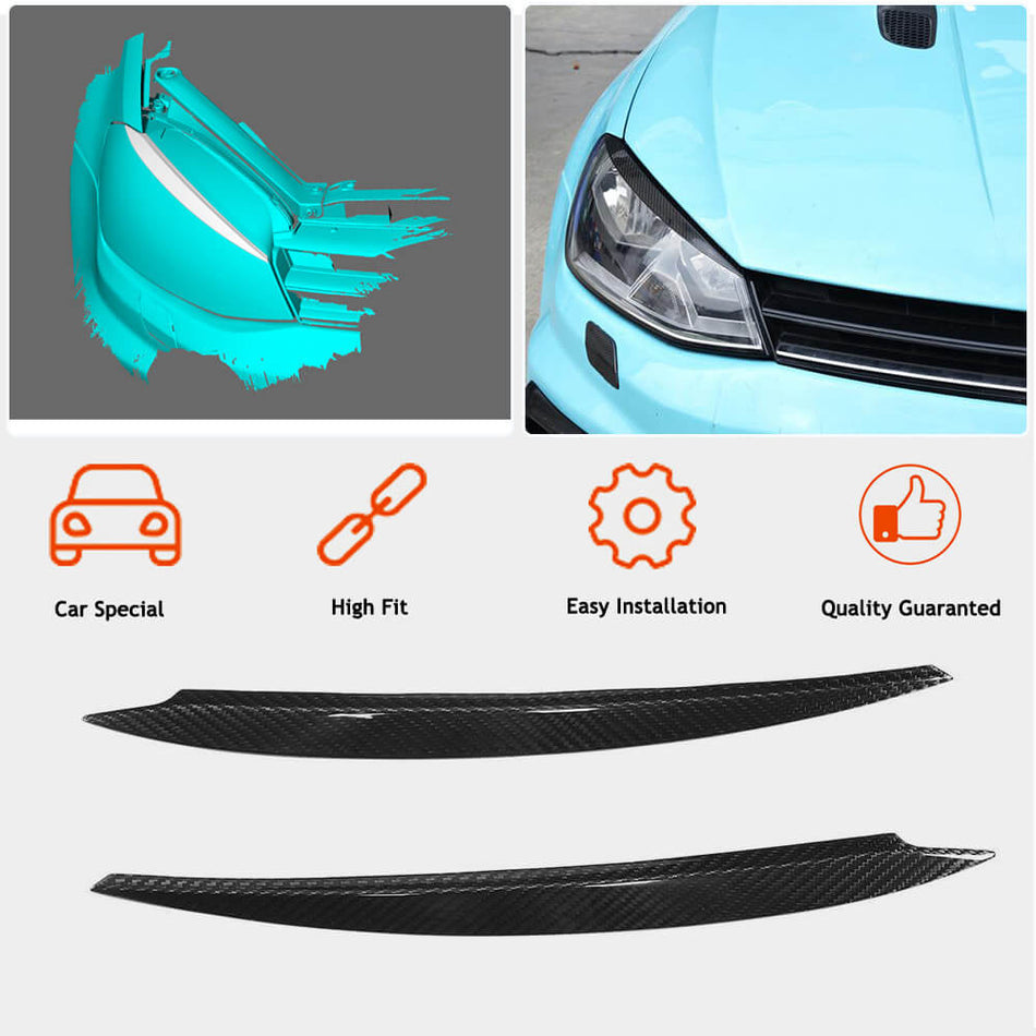 Volkswagen VW Golf 7 7.5 MK7 MK7.5 GTI R R-line 2014-2019 Headlight Eyelids Lamp Eyebrows Carbon Fiber-Ahacarbon