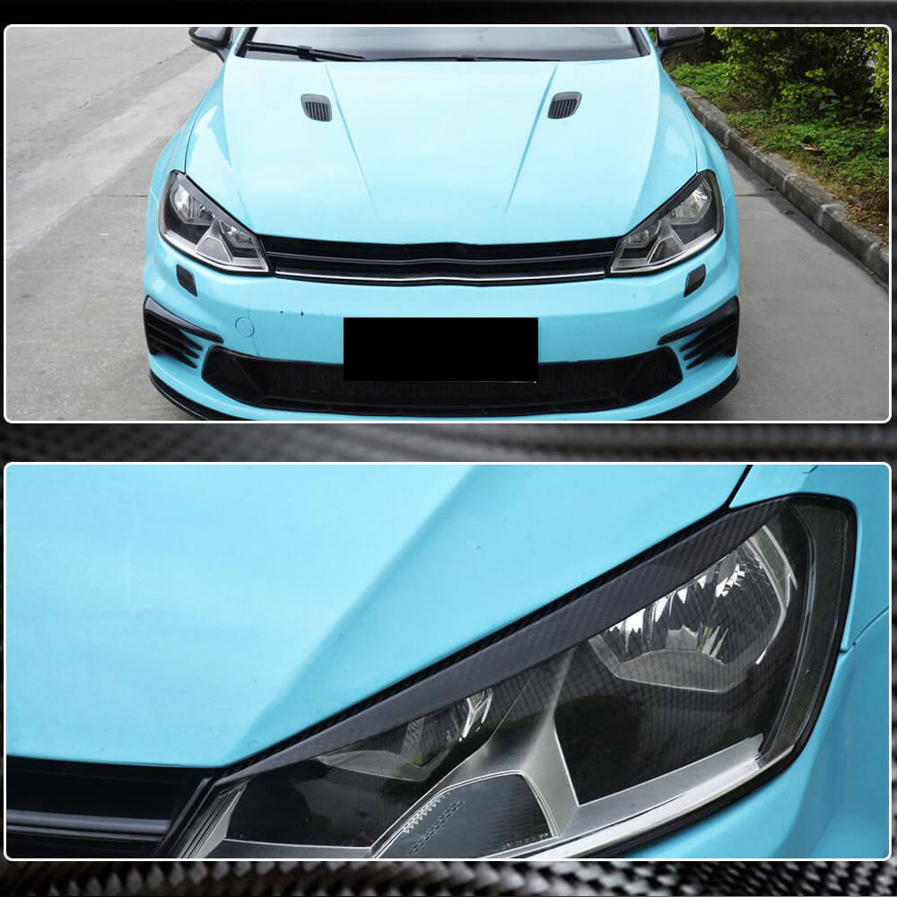 Volkswagen VW Golf 7 7.5 MK7 MK7.5 GTI R R-line 2014-2019 Headlight Eyelids Lamp Eyebrows Carbon Fiber-Ahacarbon