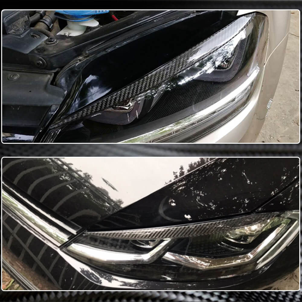 Volkswagen VW Golf 7 7.5 MK7 MK7.5 GTI R R-line 2014-2019 Headlight Eyelids Lamp Eyebrows Carbon Fiber-Ahacarbon