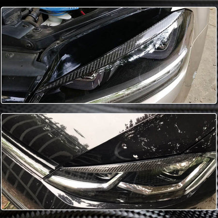 Volkswagen VW Golf 7 7.5 MK7 MK7.5 GTI R R-line 2014-2019 Headlight Eyelids Lamp Eyebrows Carbon Fiber-Ahacarbon