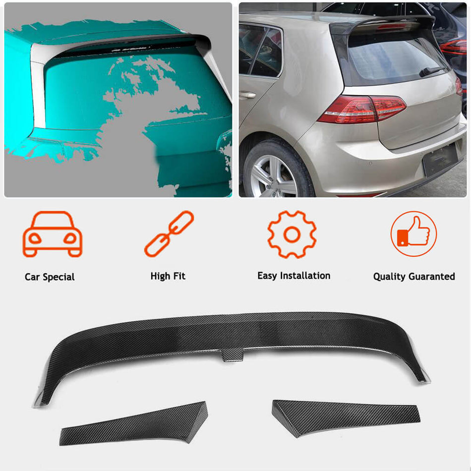 Volkswagen VW Golf 7 7.5 MK7 MK7.5 Standard/R-Line 2014-2019 Rear Roof Spoiler Carbon Fiber-Ahacarbon