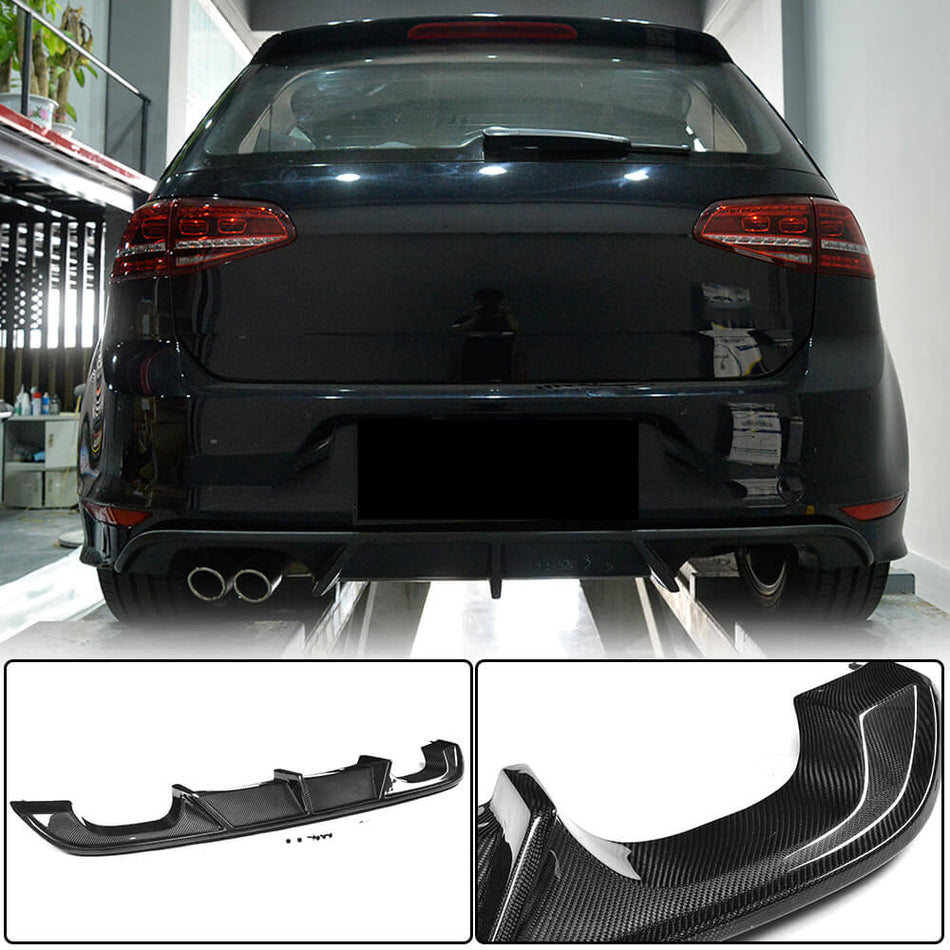 Volkswagen VW Golf 7 MK7 R R-Line 2014-2016 Rear Bumper Diffuser Carbon Fiber-Ahacarbon