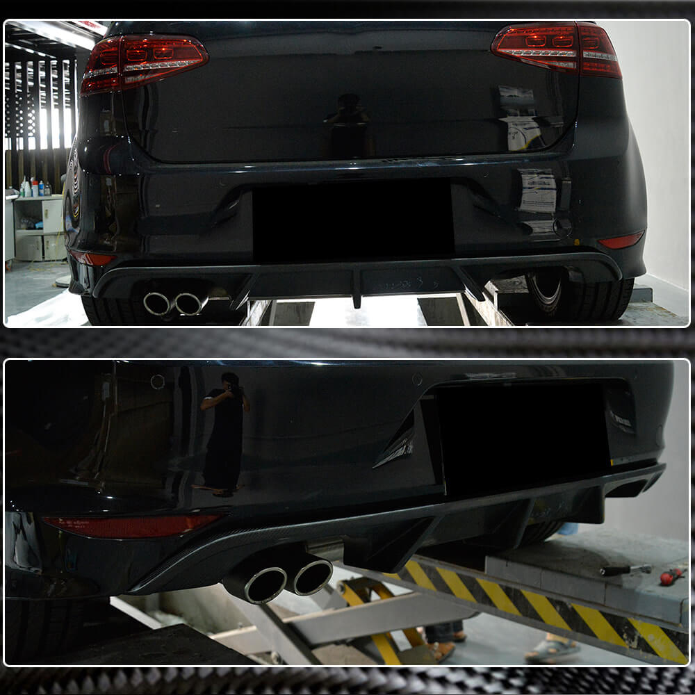 Volkswagen VW Golf 7 MK7 R R-Line 2014-2016 Rear Bumper Diffuser Carbon Fiber-Ahacarbon