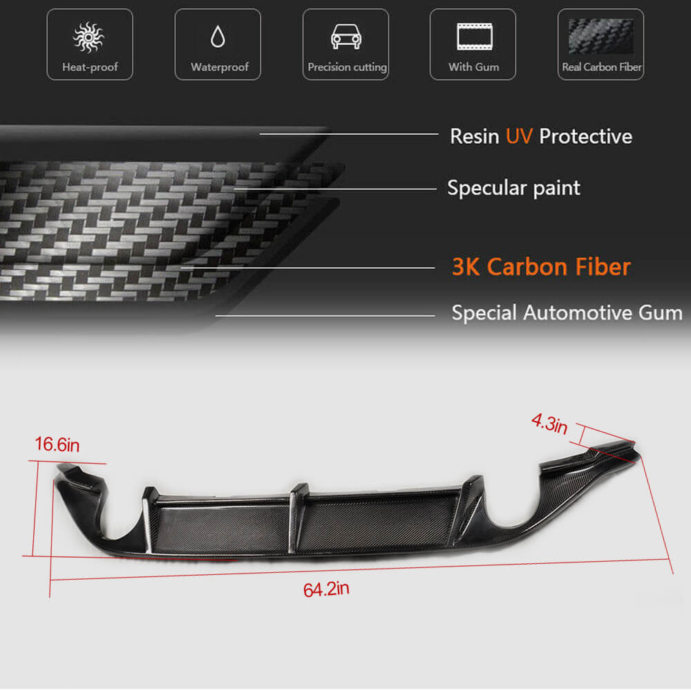 Volkswagen VW Golf 7 MK7 Standard/GTI 2014-2016 Rear Bumper Diffuser Carbon Fiber-Ahacarbon