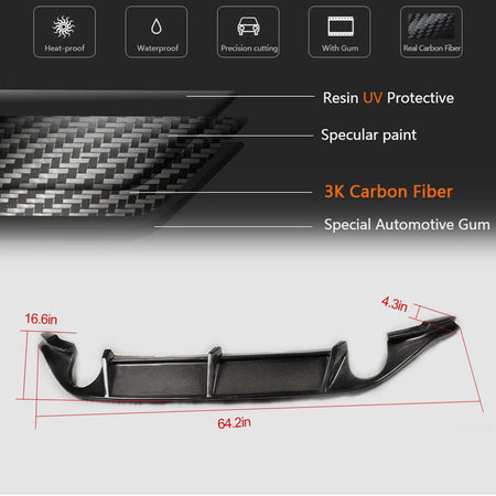Volkswagen VW Golf 7 MK7 Standard/GTI 2014-2016 Rear Bumper Diffuser Carbon Fiber-Ahacarbon