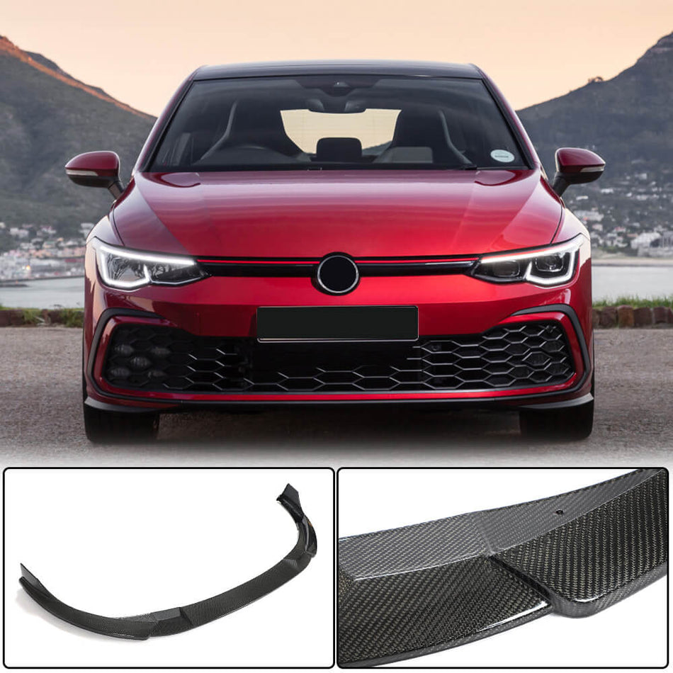 Volkswagen VW Golf 8 MK8 GTI 2021UP Front Bumper Lip Carbon Fiber-Ahacarbon