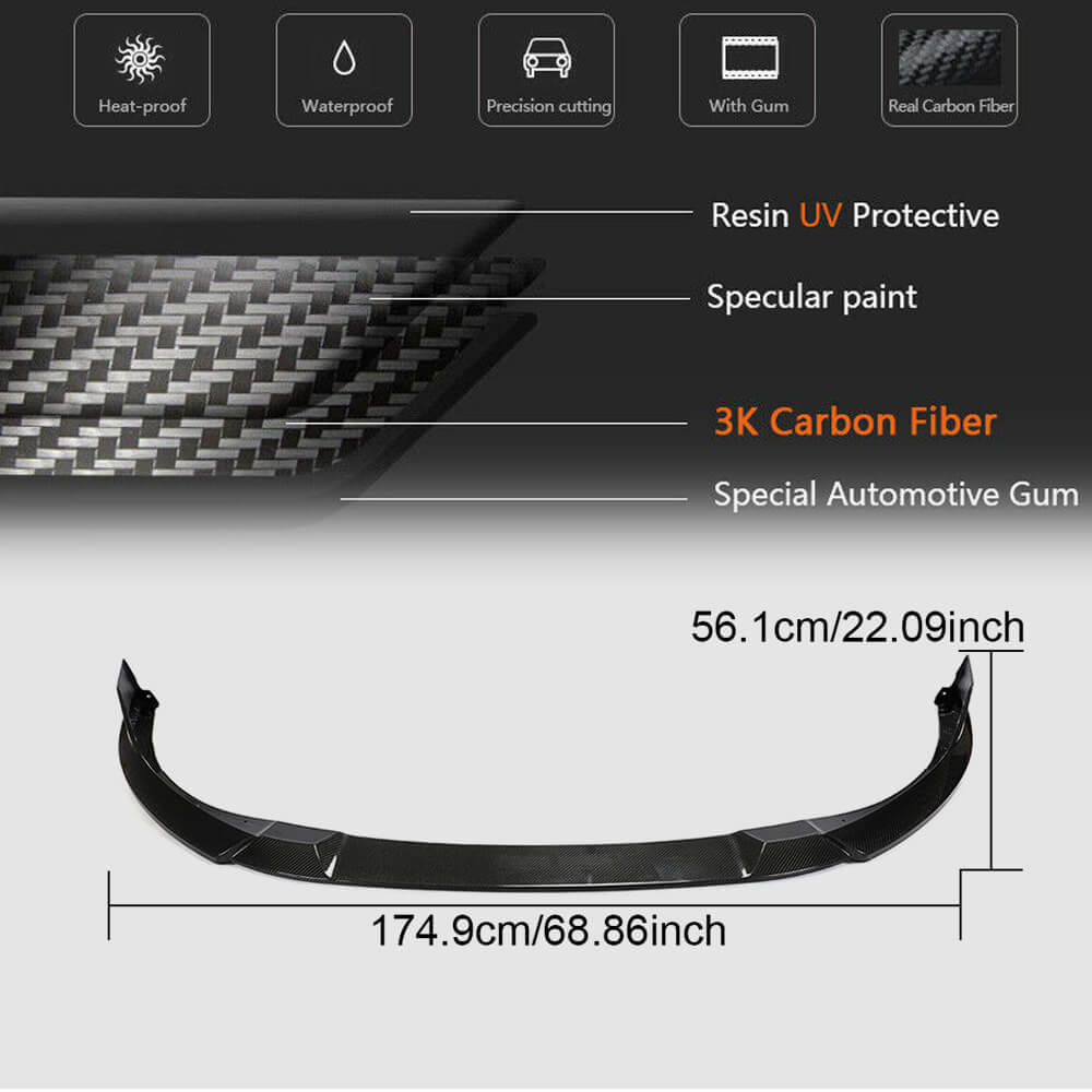 Volkswagen VW Golf 8 MK8 GTI 2021UP Front Bumper Lip Carbon Fiber-Ahacarbon