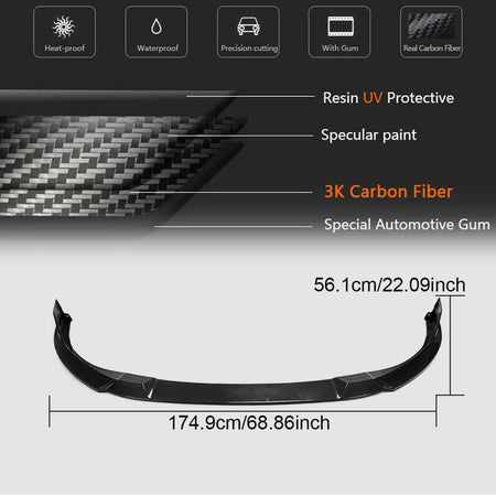 Volkswagen VW Golf 8 MK8 GTI 2021UP Front Bumper Lip Carbon Fiber-Ahacarbon