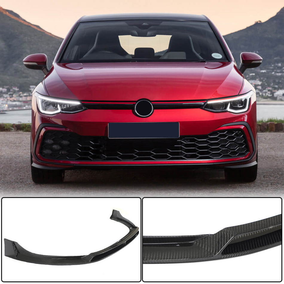 Volkswagen VW Golf 8 MK8 GTI 2021UP Front Bumper Lip Dry Carbon Fiber-Ahacarbon