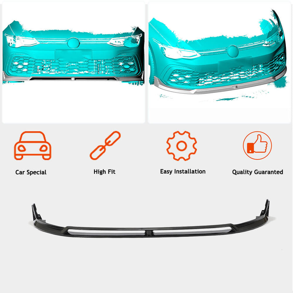 Volkswagen VW Golf 8 MK8 GTI 2021UP Front Bumper Lip Dry Carbon Fiber-Ahacarbon