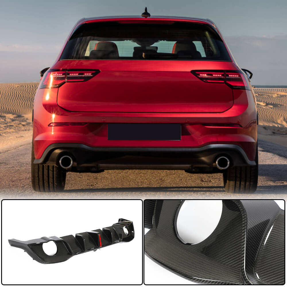 Volkswagen VW Golf 8 MK8 GTI Rear Bumper Diffuser Dry Carbon Fiber-Ahacarbon