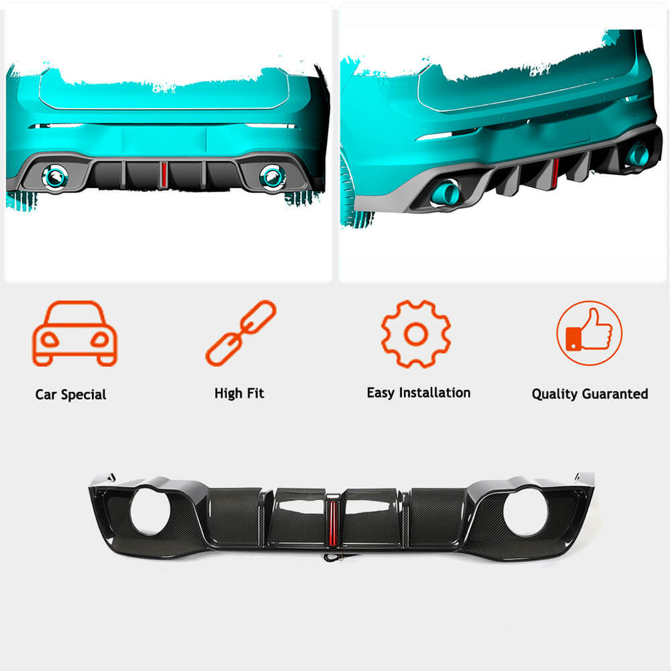 Volkswagen VW Golf 8 MK8 GTI Rear Bumper Diffuser Dry Carbon Fiber-Ahacarbon