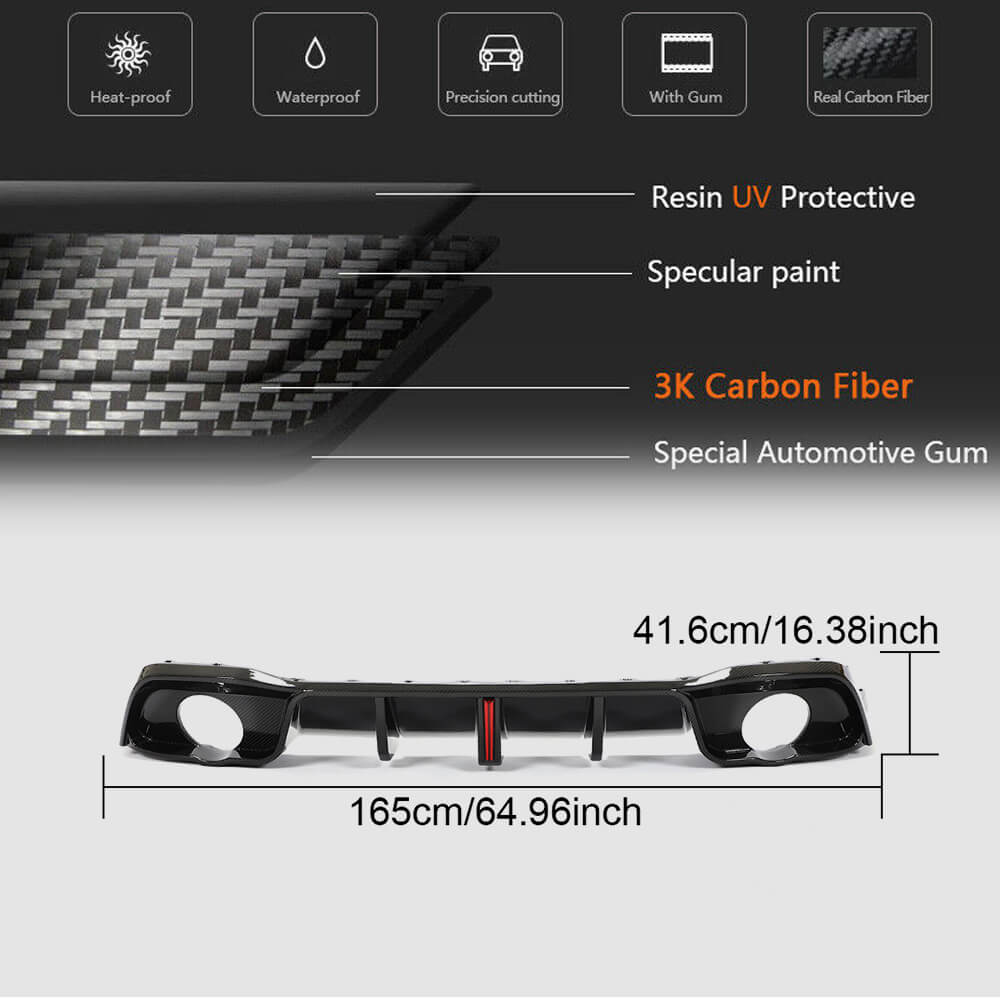 Volkswagen VW Golf 8 MK8 GTI Rear Bumper Diffuser Dry Carbon Fiber-Ahacarbon