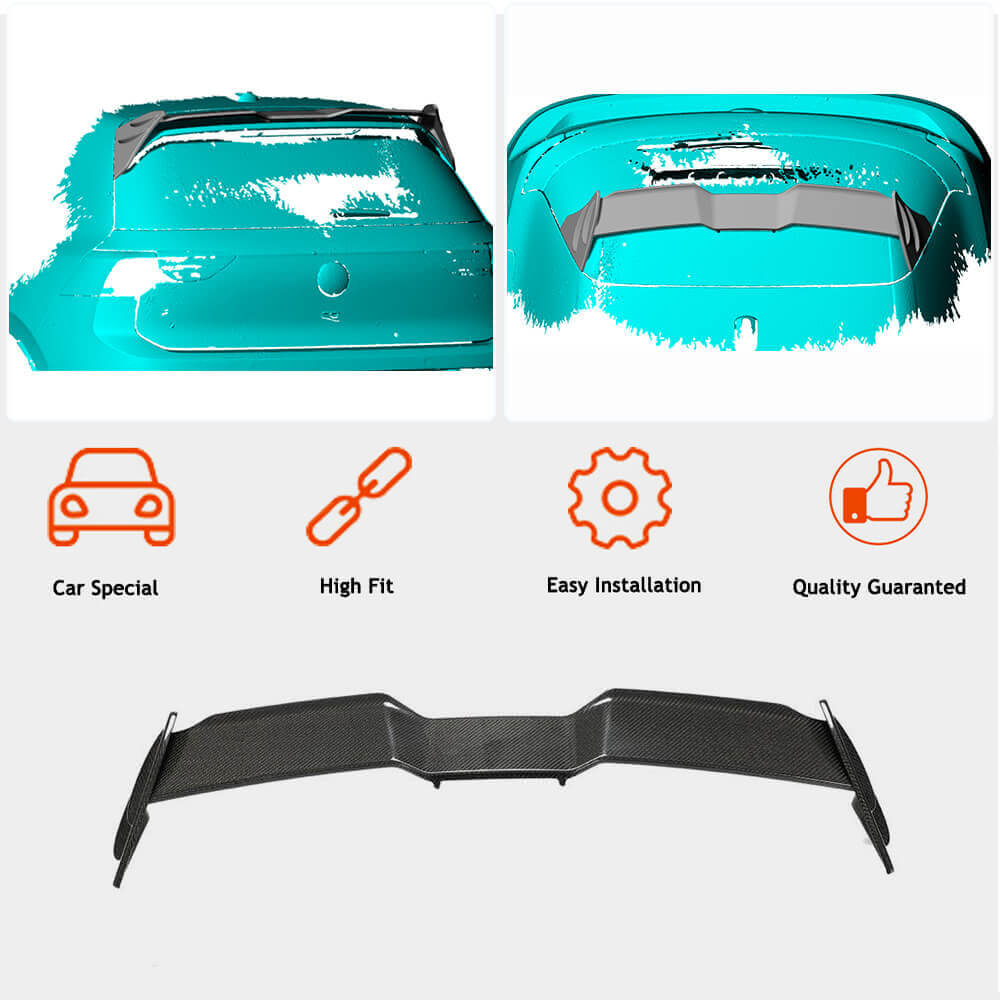 Volkswagen VW Golf 8 MK8 GTI R 2021UP Rear Roof Spoiler Carbon Fiber-Ahacarbon