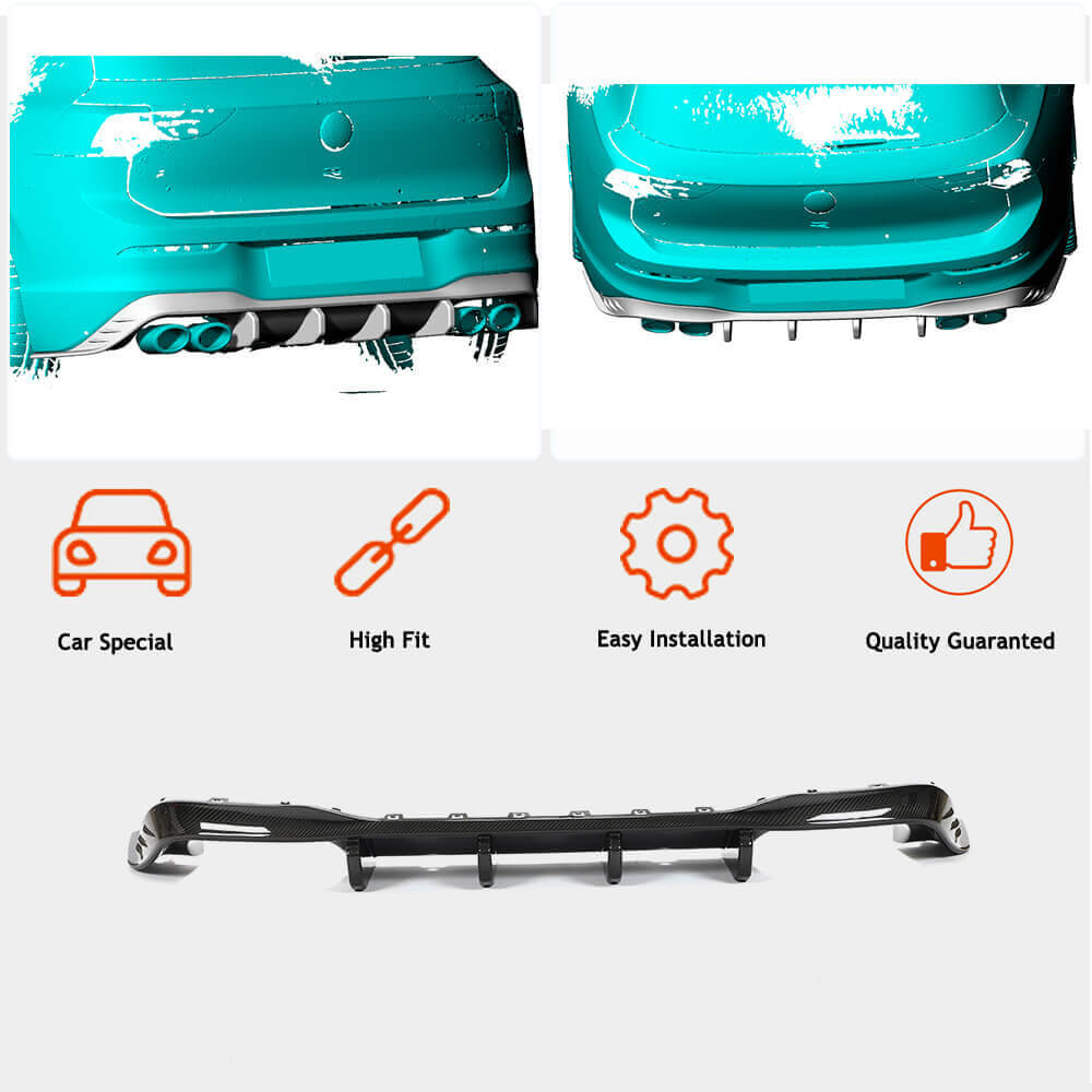 Volkswagen VW Golf 8 MK8 R 2021+ Rear Bumper Diffuser Dry Carbon Fiber-Ahacarbon