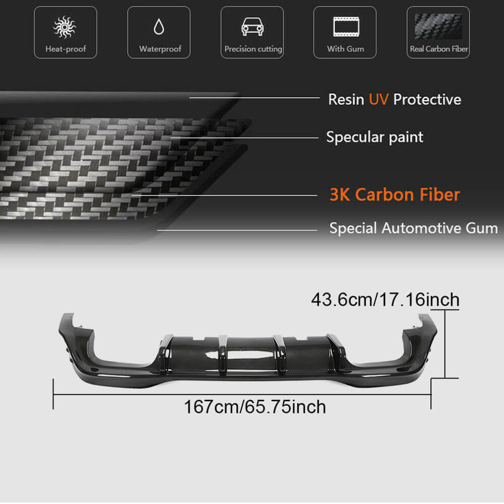 Volkswagen VW Golf 8 MK8 R 2021+ Rear Bumper Diffuser Dry Carbon Fiber-Ahacarbon