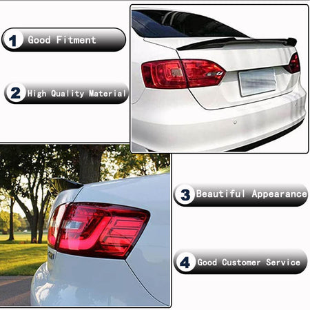 Volkswagen VW Jetta Sedan 2012-2018 Rear Trunk Spoiler Glossy black ABS-Ahacarbon