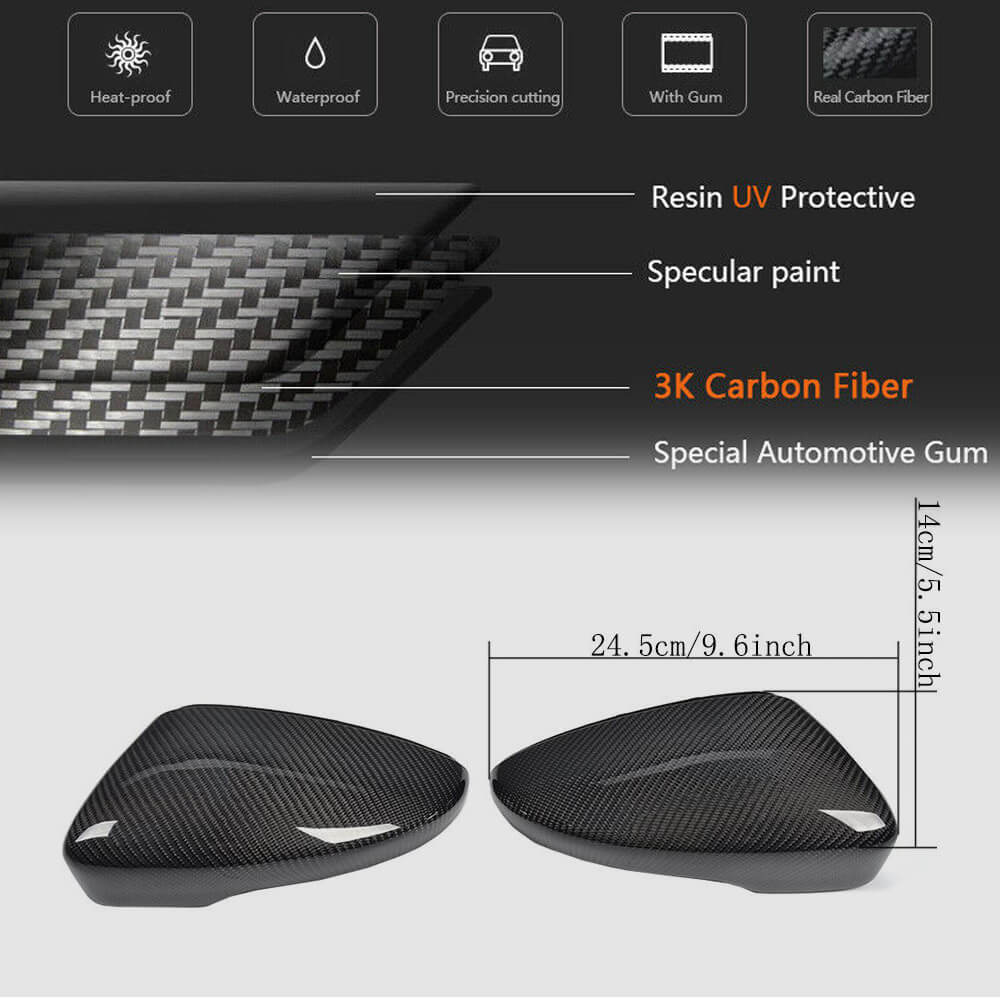 Volkswagen VW Passat CC Jetta Scirocco Beetle Mirror Covers Carbon Fiber-Ahacarbon