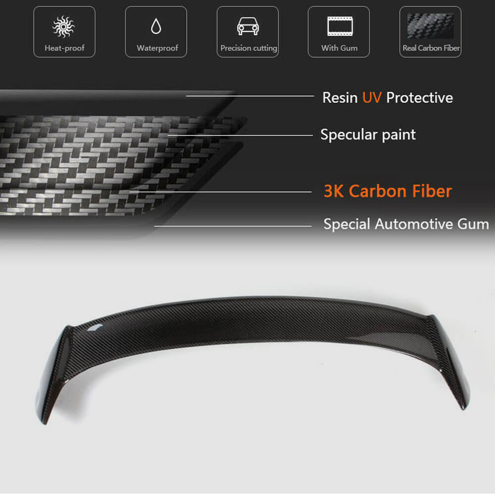 Volkswagen VW Scirocco Non-R Pre-facelift 2008-2014 Rear Roof Spoiler Carbon Fiber-Ahacarbon